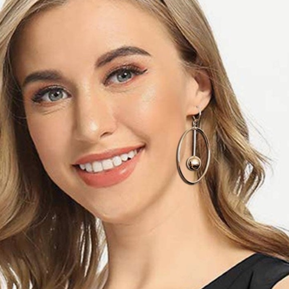 Dangle Hoop Earrings, 14k Gold/Silver Plated - Picture 6 of 6